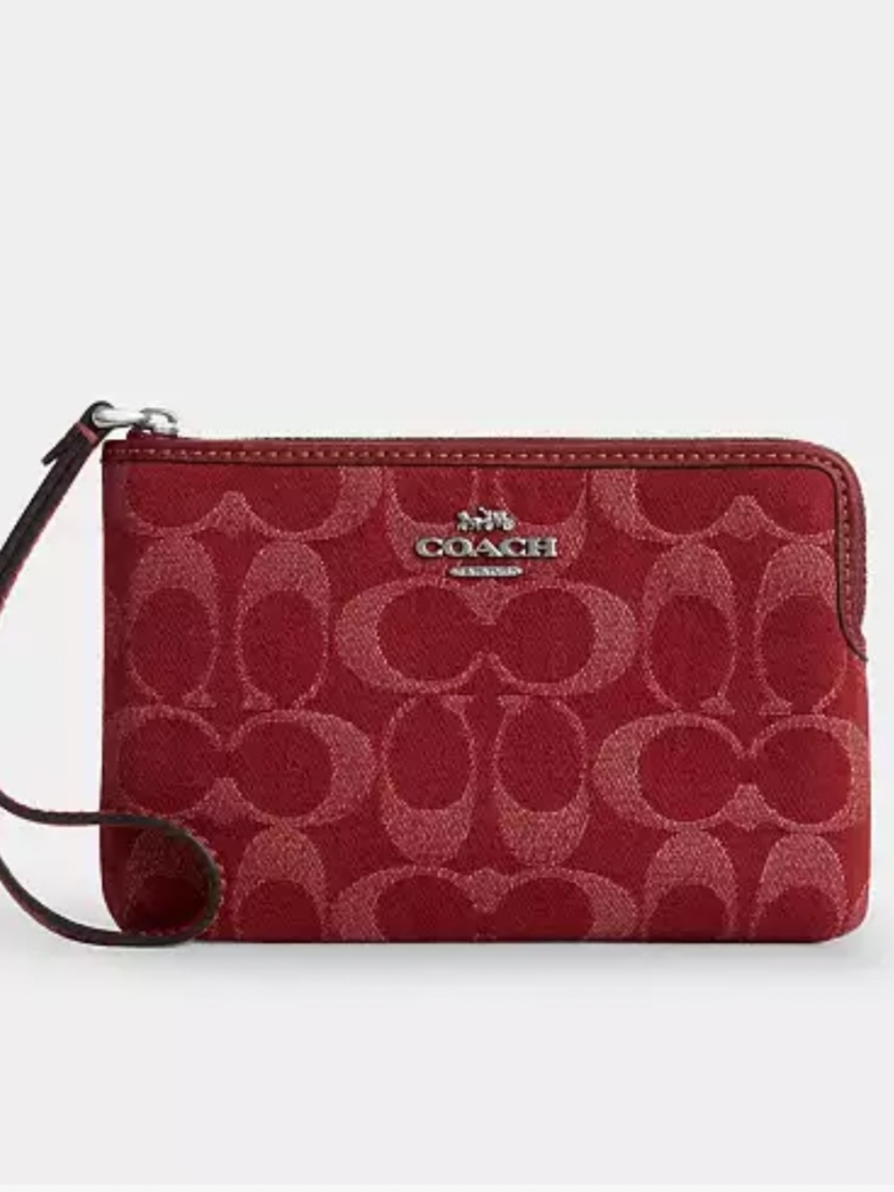 Coach Red Signature Canvas Wristlet